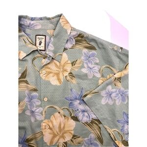 Jamaican Jaxx‎ Mens Silk Floral Island Style Hawaiian Short Sleeve 2XL Green